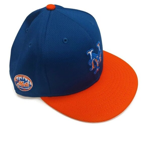 59Fifty New Era Size 7 5/8 New York Mets Fitted Hat Cap Blue Orange - Picture 3 of 7